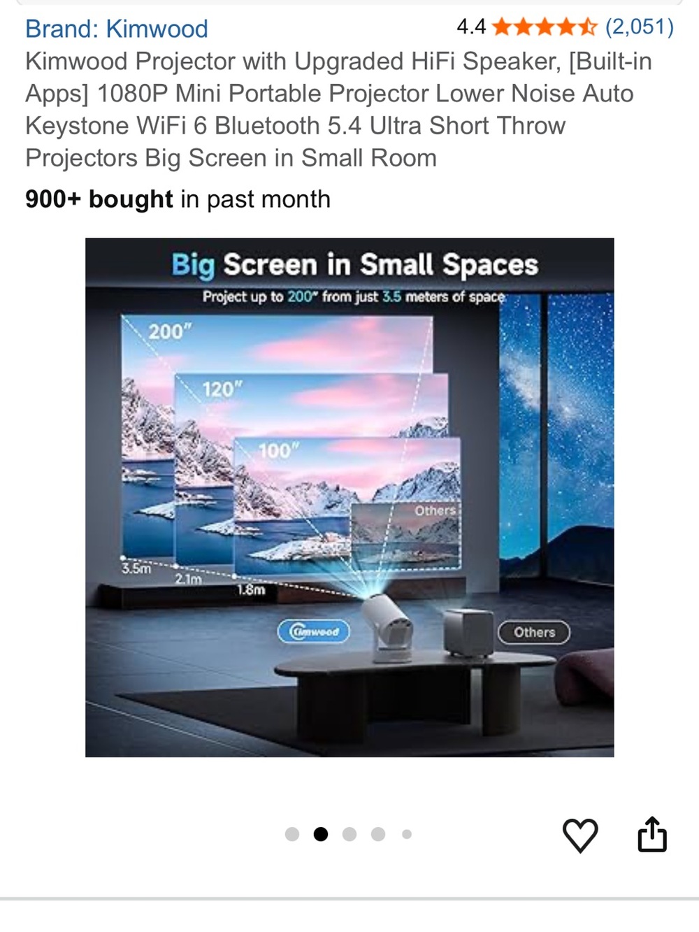 Kimwood Portable Mini Projector in White - Picture 2 of 9